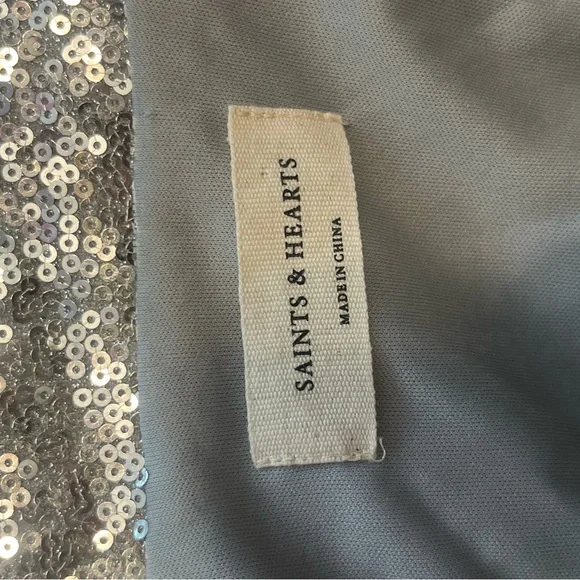 Saints & Hearts Silver Sequin Fringe Cropped Jacket - Picture 8 of 10